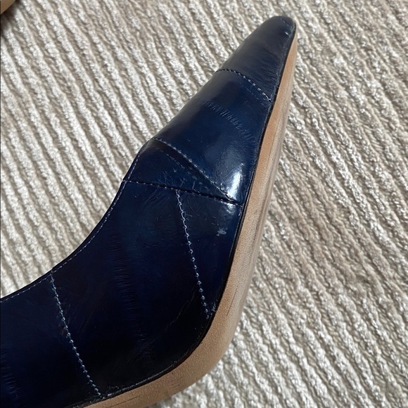 Alexandre Birman Textured Leather Two Tone Blue Black Python Pumps Heels 7.5 - Picture 10 of 15